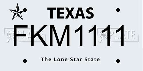 FKM1111 Texas License Plate
