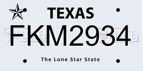 FKM2934 Texas License Plate