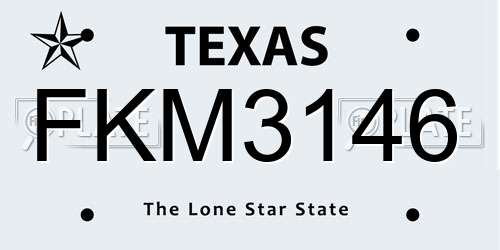 FKM3146 Texas License Plate
