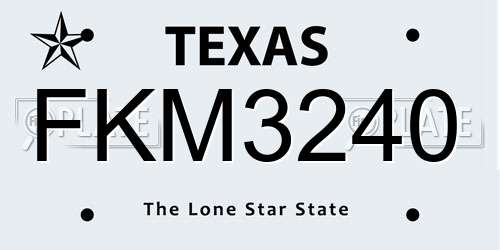FKM3240 Texas License Plate