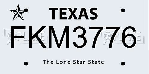 FKM3776 Texas License Plate