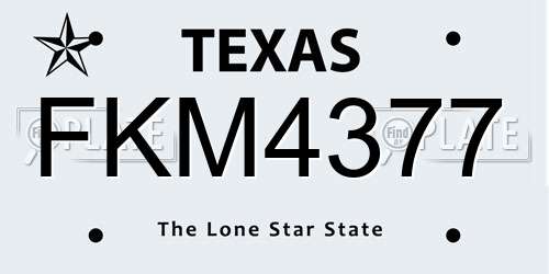 FKM4377 Texas License Plate