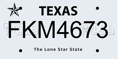 FKM4673 Texas License Plate