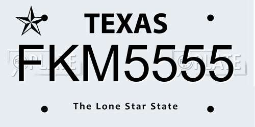 FKM5555 Texas License Plate
