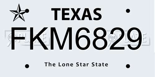 FKM6829 Texas License Plate