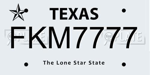 FKM7777 Texas License Plate