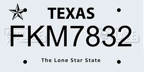 FKM7832 Texas License Plate