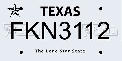 FKN3112 Texas License Plate