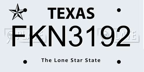 FKN3192 Texas License Plate