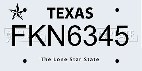 FKN6345 Texas License Plate