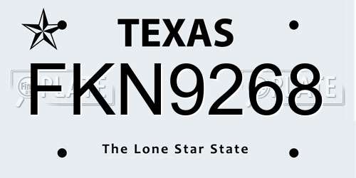 FKN9268 Texas License Plate