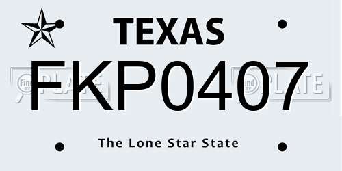 FKP0407 Texas License Plate
