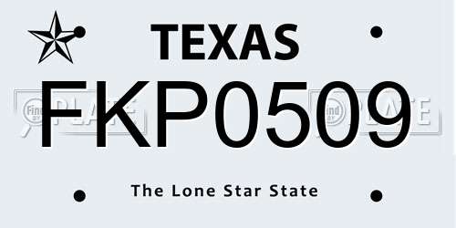 FKP0509 Texas License Plate