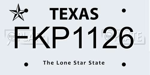 FKP1126 Texas License Plate