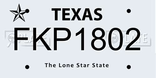 FKP1802 Texas License Plate
