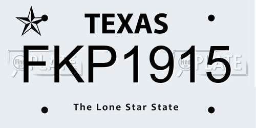 FKP1915 Texas License Plate