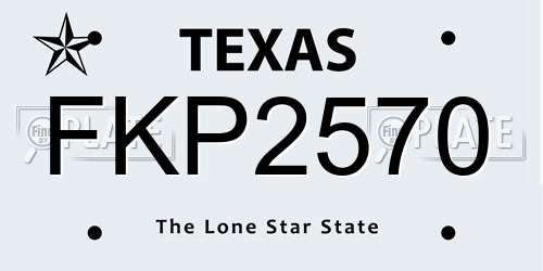 FKP2570 Texas License Plate