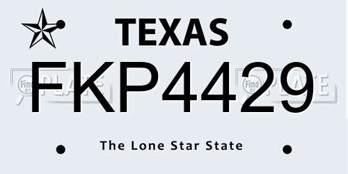 FKP4429 Texas License Plate