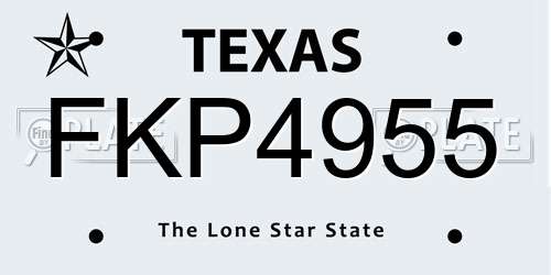 FKP4955 Texas License Plate