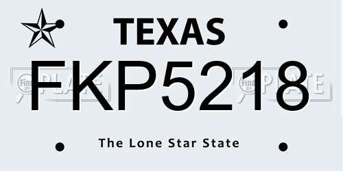 FKP5218 Texas License Plate