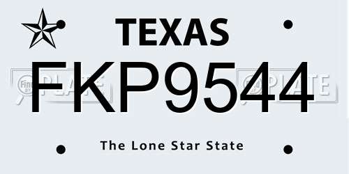 FKP9544 Texas License Plate