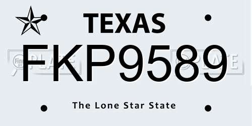FKP9589 Texas License Plate