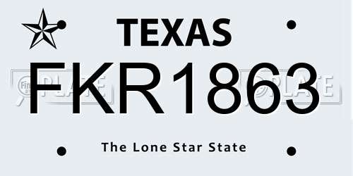FKR1863 Texas License Plate