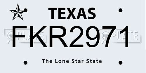 FKR2971 Texas License Plate