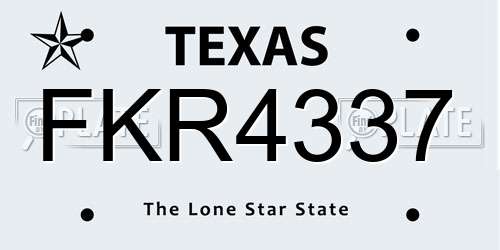 FKR4337 Texas License Plate
