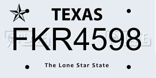 FKR4598 Texas License Plate