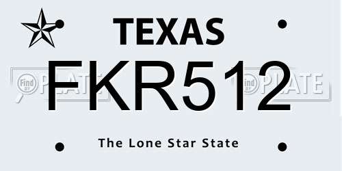 FKR512 Texas License Plate