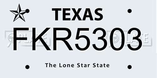 FKR5303 Texas License Plate