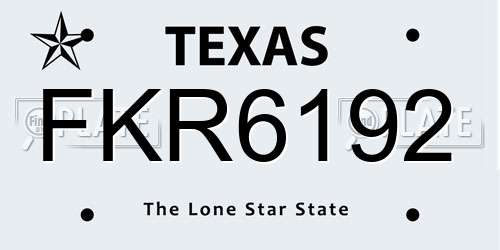FKR6192 Texas License Plate