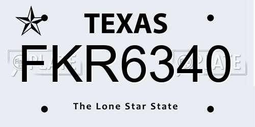 FKR6340 Texas License Plate