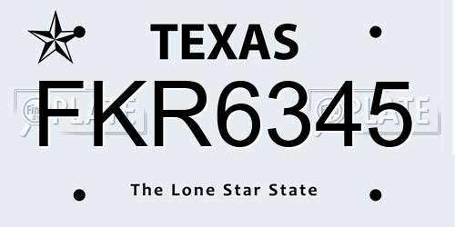 FKR6345 Texas License Plate