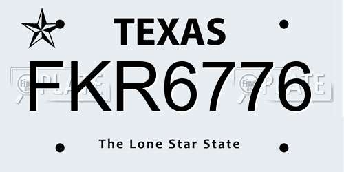 FKR6776 Texas License Plate