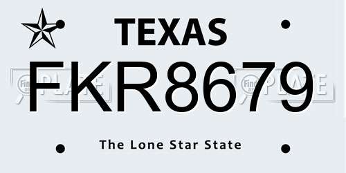 FKR8679 Texas License Plate