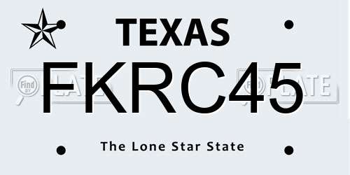 FKRC45 Texas License Plate