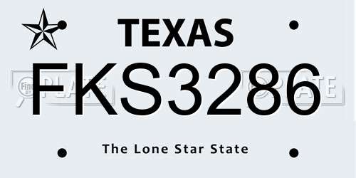 FKS3286 Texas License Plate