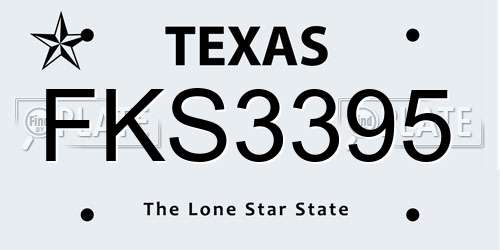 FKS3395 Texas License Plate