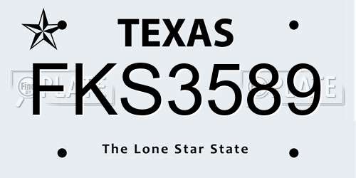 FKS3589 Texas License Plate