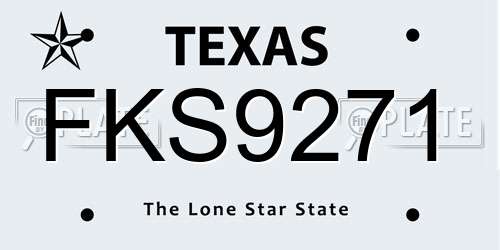 FKS9271 Texas License Plate