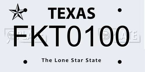 FKT0100 Texas License Plate
