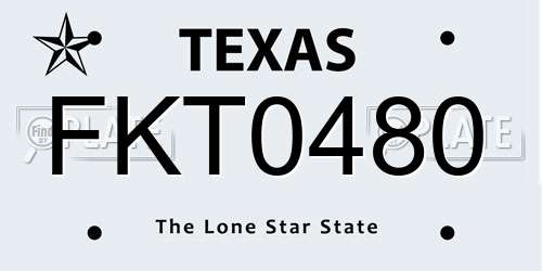 FKT0480 Texas License Plate