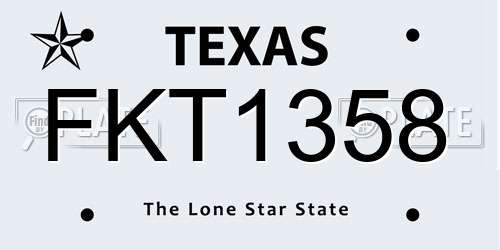 FKT1358 Texas License Plate