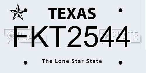 FKT2544 Texas License Plate
