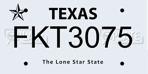 FKT3075 Texas License Plate