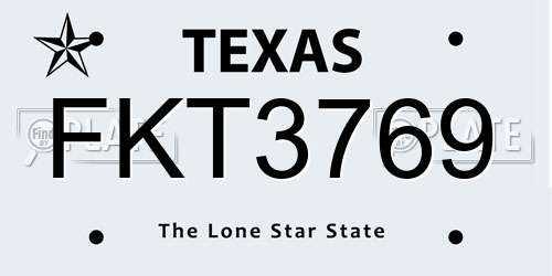 FKT3769 Texas License Plate