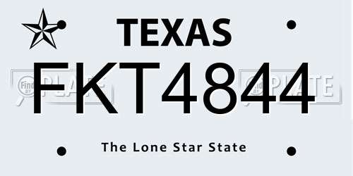 FKT4844 Texas License Plate