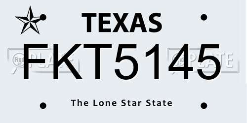 FKT5145 Texas License Plate